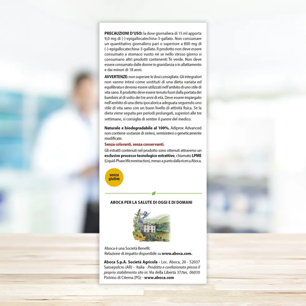 Aboca Adiprox Advanced Concentrato Fluido Integratore Metabolismo dei Grassi Controllo del Peso, 325g