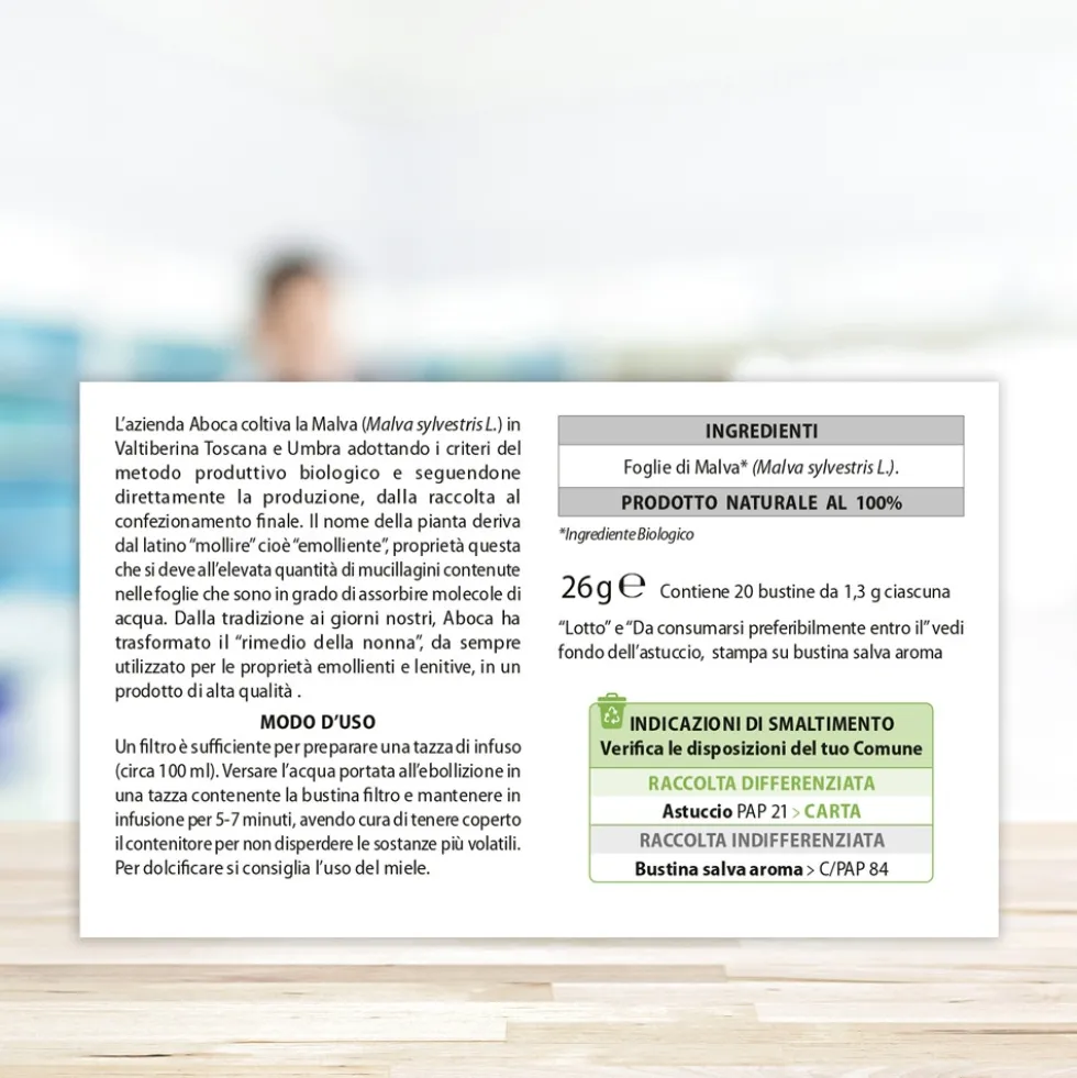 Aboca Malva Integratore Antiossidante Apparato Gastrointestinale, 20 Bustine