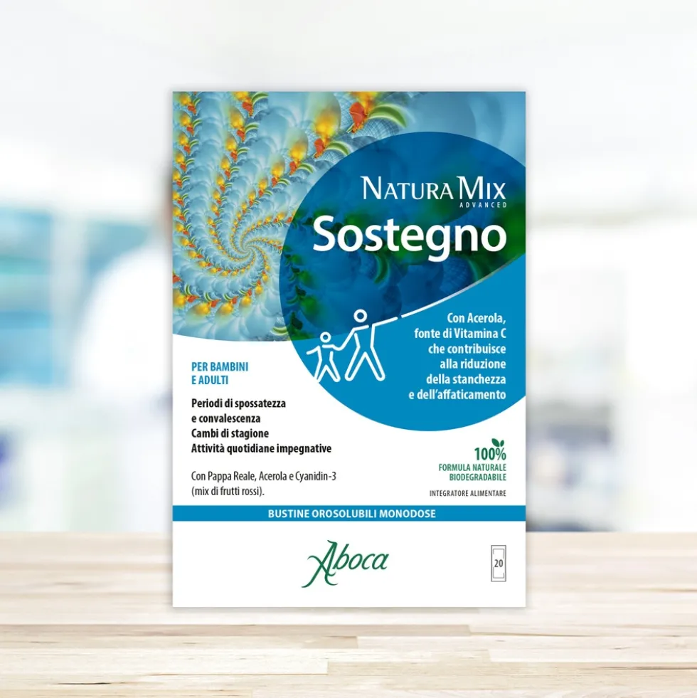 Aboca Natura Mix Advanced Sostegno Integratore Ricostituente Tono e Memoria, 20 Bustine