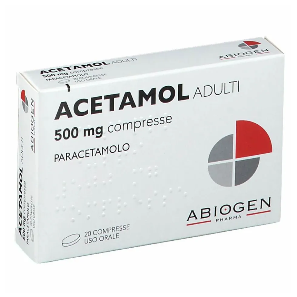 Acetamol Adulti 500mg Paracetamolo Compresse Febbre e Dolore, 20 Compresse