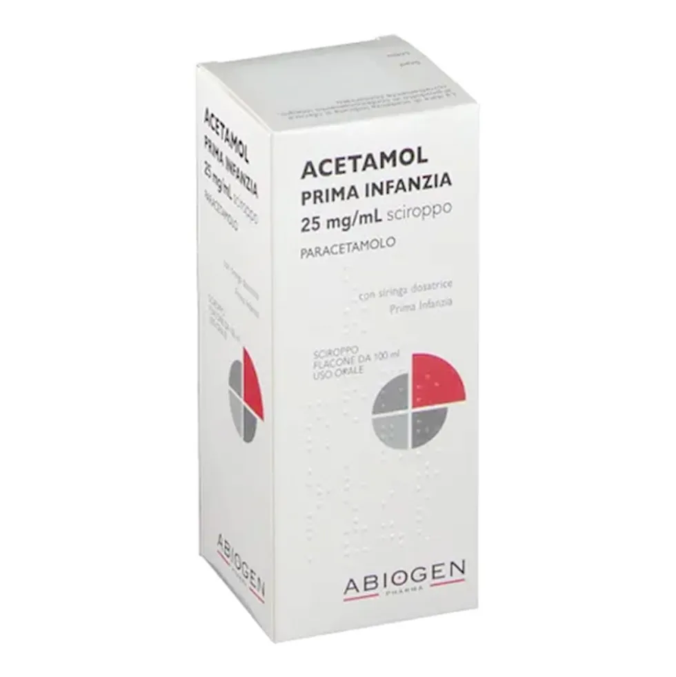 Acetamol Prima Infanzia 25mg/ml Paracetamolo Sciroppo Febbre e Dolore, 100ml