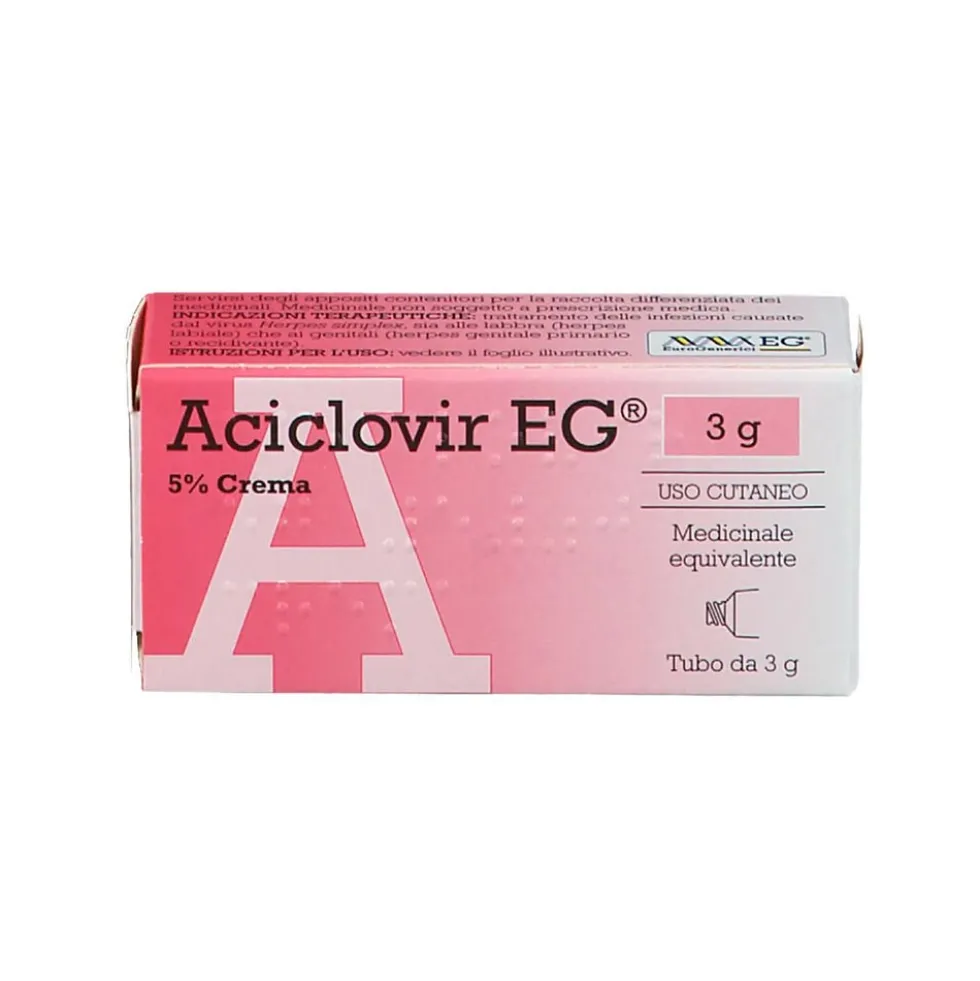 Aciclovir Eg 5% Crema Trattamento Herpes, 3g