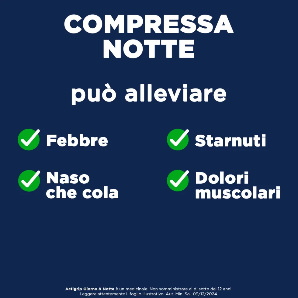 Actigrip Giorno e Notte per Raffreddore Febbre e Influenza, 12+4 Compresse