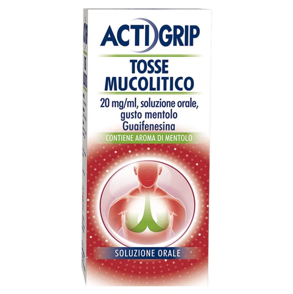Actigrip Tosse Grassa Mucolitico per Catarro Soluzione Orale Gusto Mentolo, 150ml