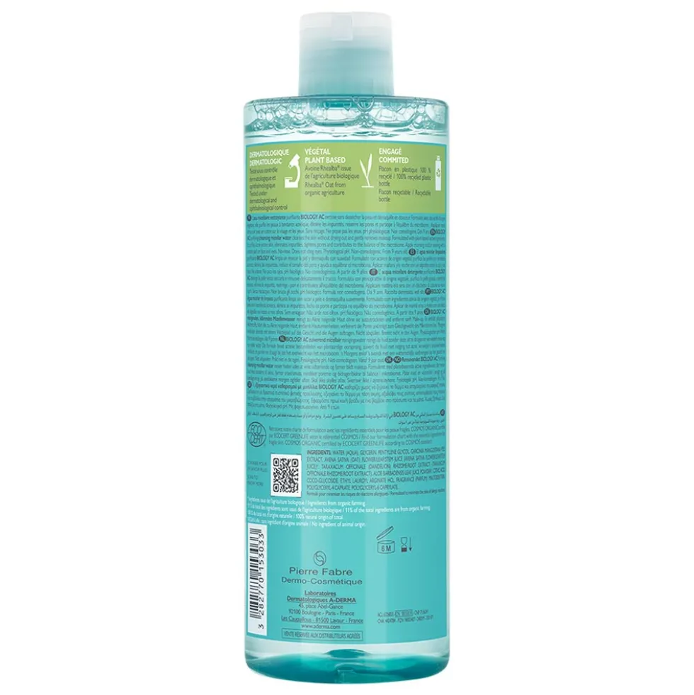 A-Derma Biology AC - Acqua Micellare Detergente Purificante, 400ml