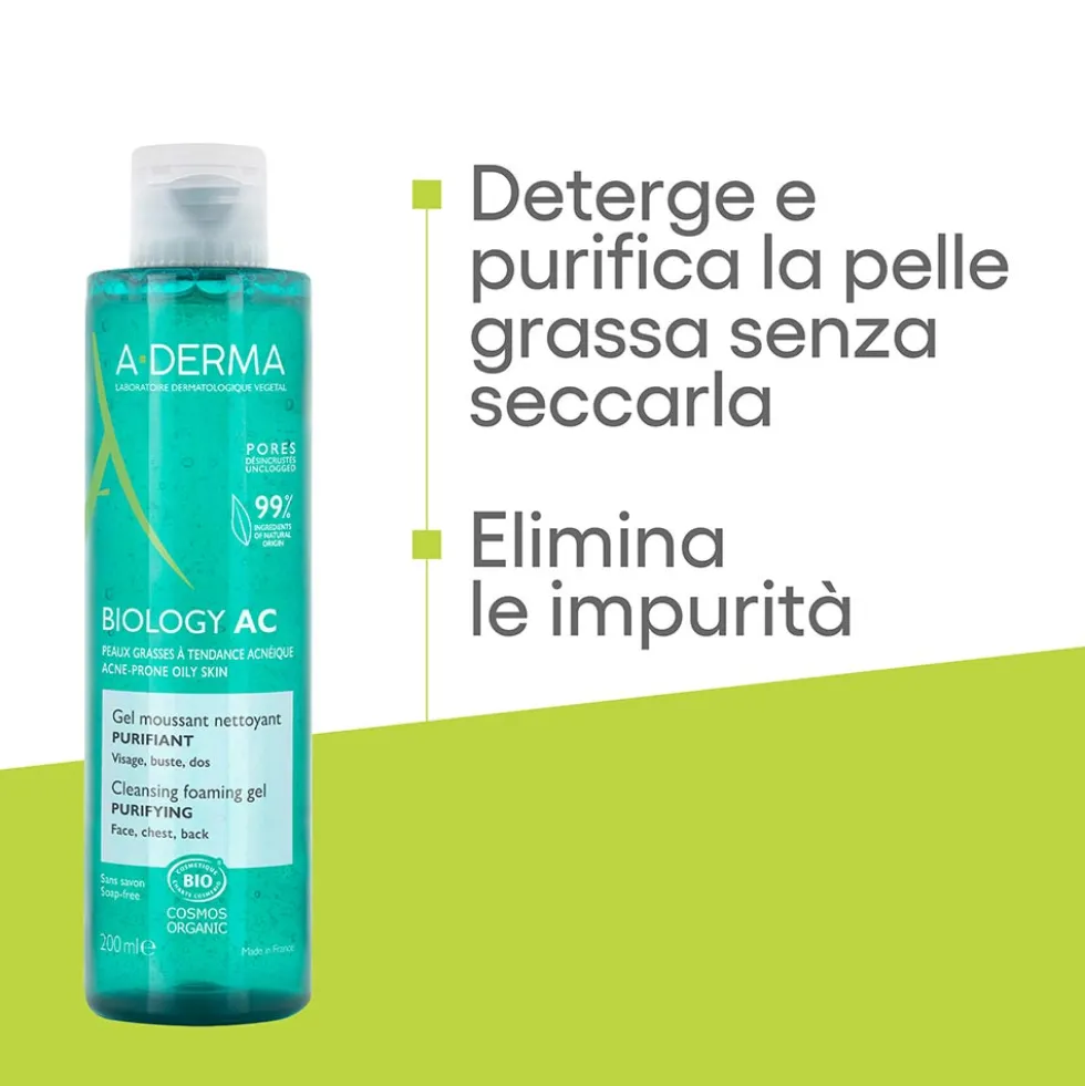 A-Derma Biology AC - Gel Detergente Schiumogeno Purificante, 200ml