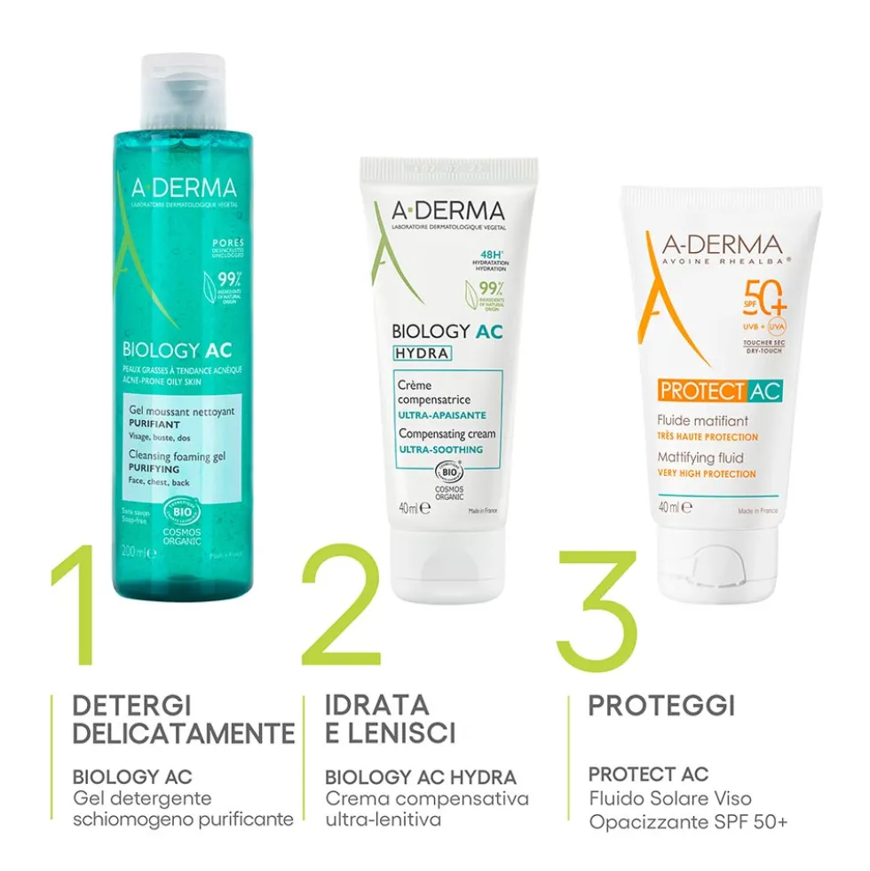 A-Derma Biology AC - Gel Detergente Schiumogeno Purificante, 200ml
