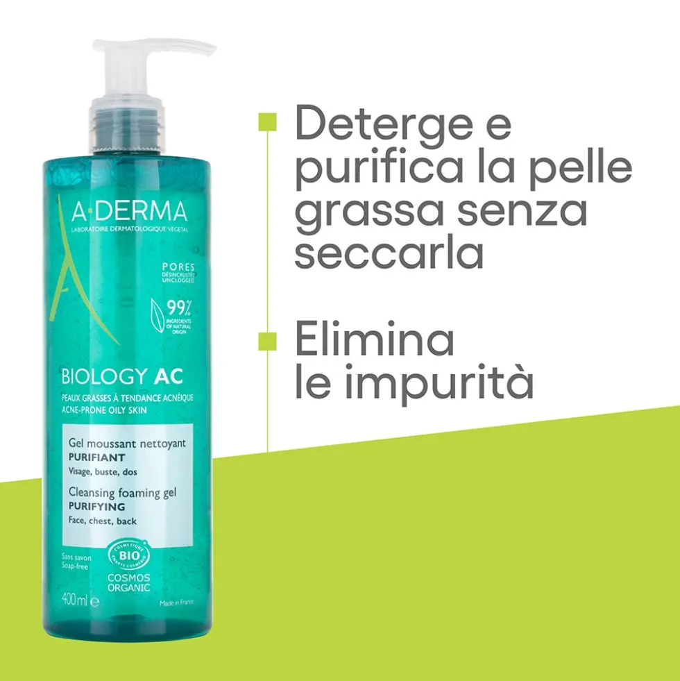 A-Derma Biology AC - Gel Detergente Schiumogeno Purificante, 400ml