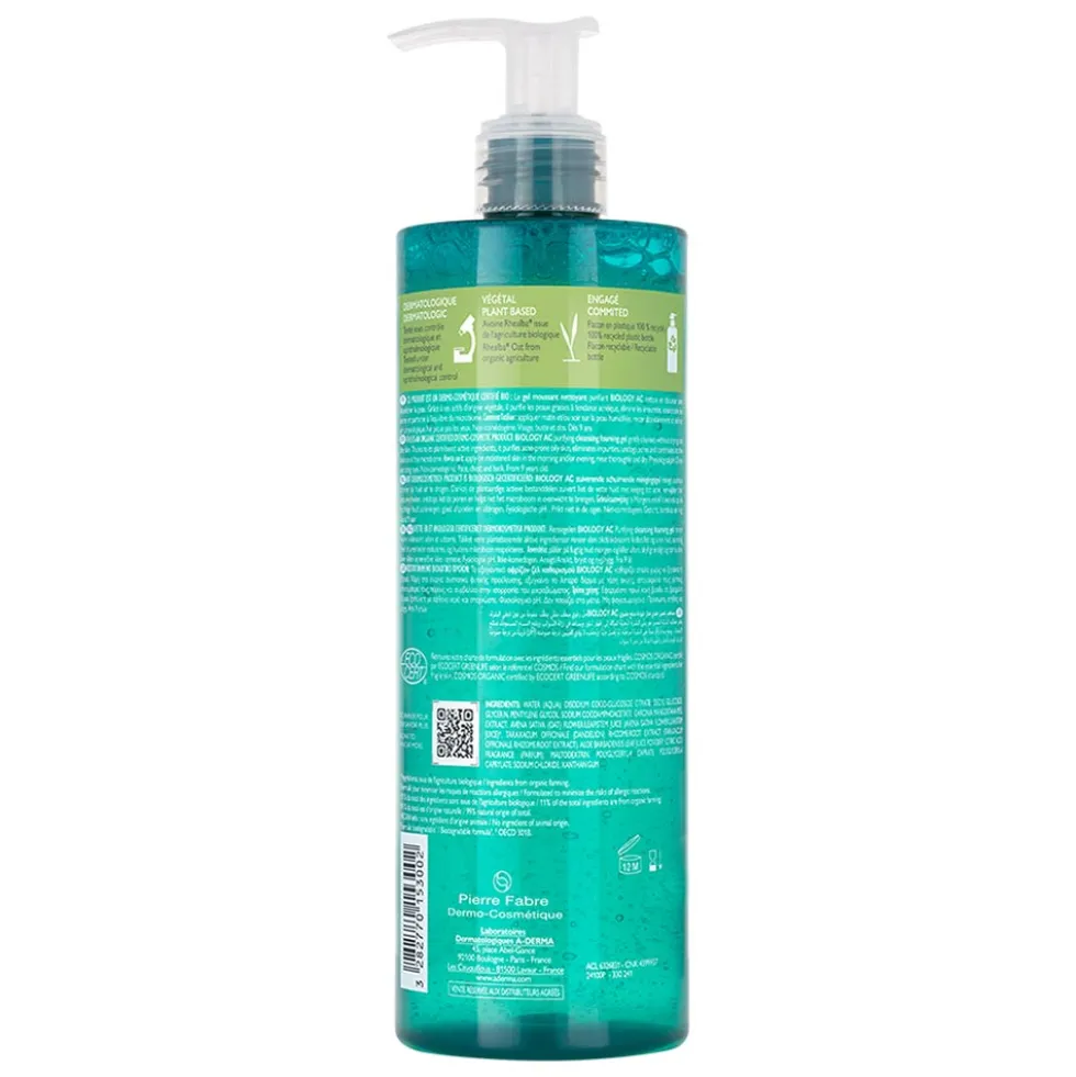 A-Derma Biology AC - Gel Detergente Schiumogeno Purificante, 400ml