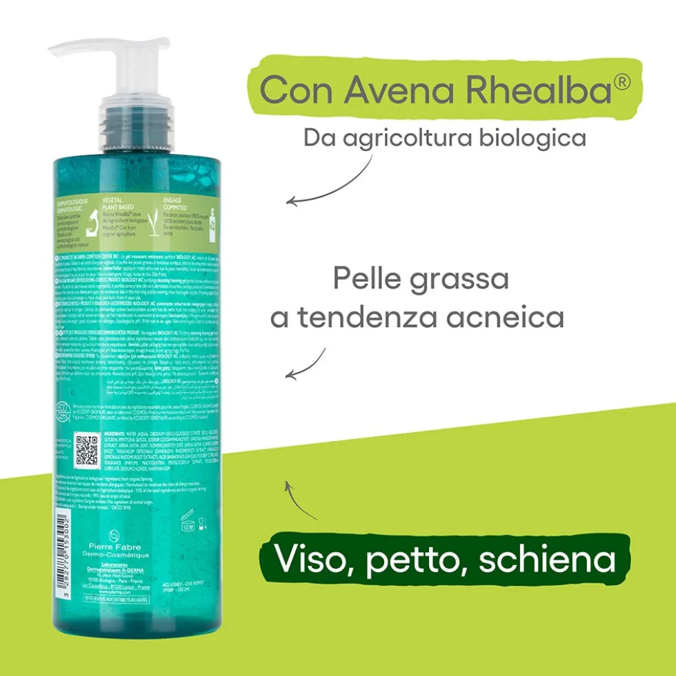 A-Derma Biology AC - Gel Detergente Schiumogeno Purificante, 400ml
