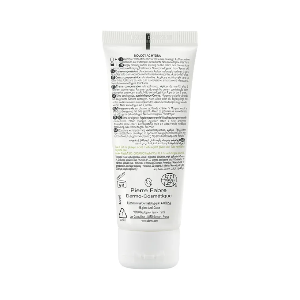 A-Derma Biology AC - Hydra Crema Compensatrice Ultra Lenitiva, 40ml