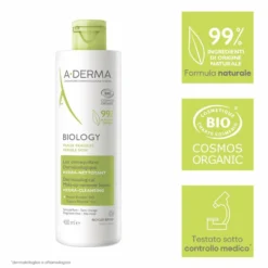 A-Derma Biology - Latte Micellare Struccante Dermatologico IdraDetergente, 400ml