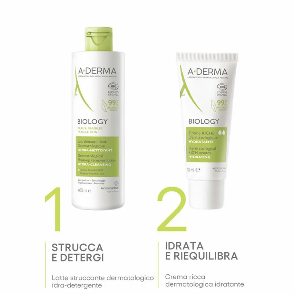 A-Derma Biology - Latte Micellare Struccante Dermatologico IdraDetergente, 400ml