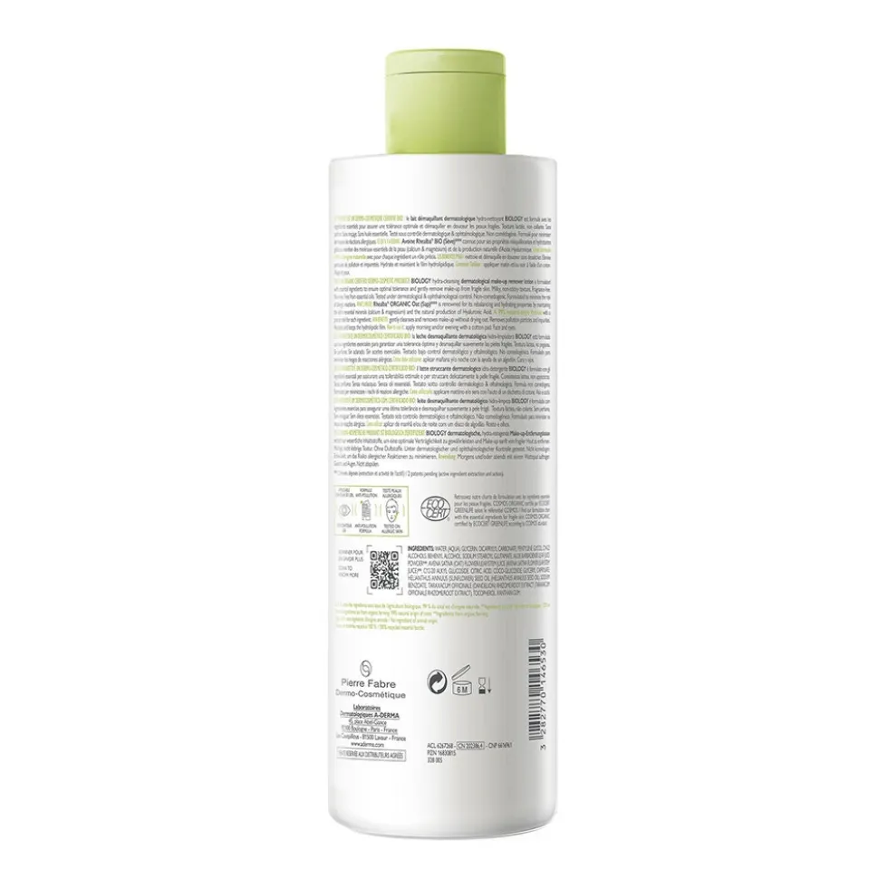 A-Derma Biology - Latte Micellare Struccante Dermatologico IdraDetergente, 400ml