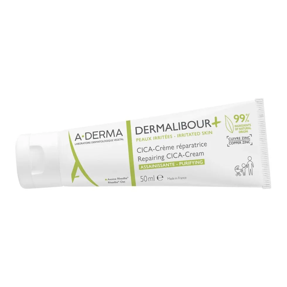 A-Derma Dermalibour+ CICA-Crema Ristrutturante Purificante per Pelle Irritata e Arrossata, 50ml