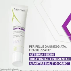 A-Derma Epitheliale - Ultra Repair Crema Ristrutturante Anti-Segni Riparazione Cutanea Lesioni Post-Peeling e Laser con Acido Ialuronico, 40ml