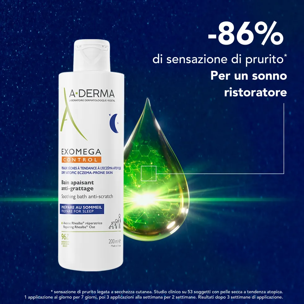 A-Derma Exomega Control - Bagno Lenitivo Anti-Grattage per Pelle Secca a Tendenza Atopica Prurito, 200ml