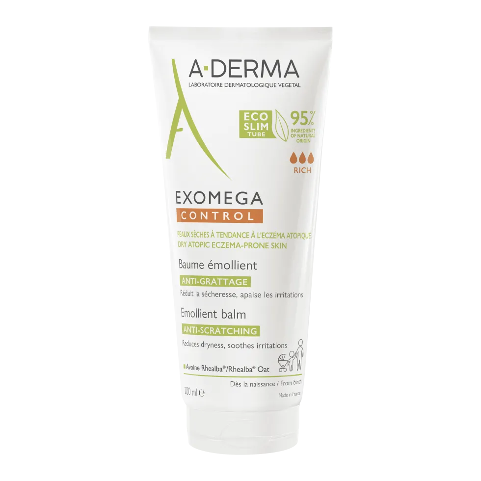 A-Derma Exomega Control - Balsamo Emolliente Anti-Grattage per Pelle Secca a Tendenza Atopica Prurito, 200ml