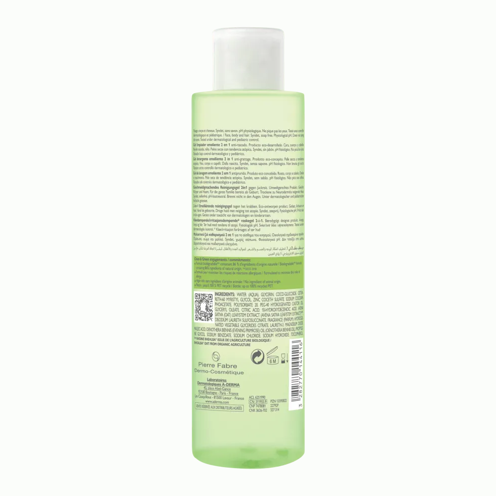 A-Derma Exomega Control - Gel Detergente 2 in 1, 200ml