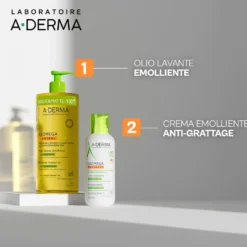 A-Derma Exomega Control Olio lavante emolliente per la pelle secca e atopica, 1 litro