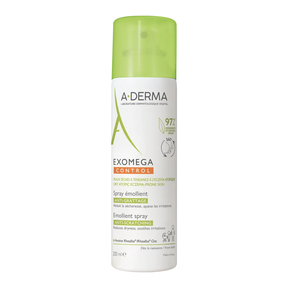 A-Derma Exomega Control - Spray Emolliente per Pelle Secca a Tendenza Atopica Prurito, 200ml