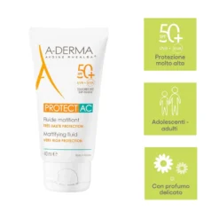 A-DERMA Protect - AC SPF50+ Fluido Solare Opacizzante, 40ml