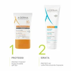 A-Derma Protect Pocket Fluido Invisibile SPF 50+ - Fluido solare per pelli sensibili, 30 ml
