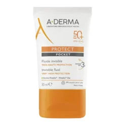 A-Derma Protect Pocket Fluido Invisibile SPF 50+ - Fluido solare per pelli sensibili, 30 ml