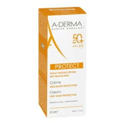 A-Derma Protect SPF 50+ - Crema solare viso ad altissima protezione per pelli fragili, 40 ml