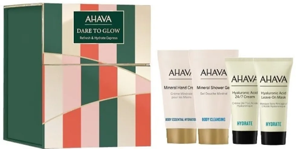 Ahava Refresh & Hydrate Express - Cofanetto da viaggio idratante per viso e corpo, 4 pezzi