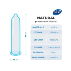 Akuel Natural+ Profilattici in Lattice Extra Lubrificati, 8 preservativi