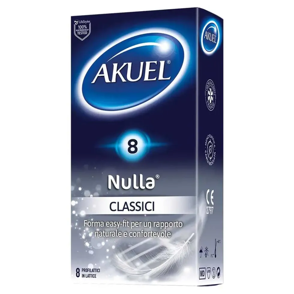 Akuel Nulla Classico Profilattico in Lattice, 8 preservativi