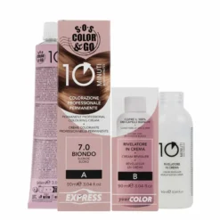 Alama Sos Color & Go 7.0 biondo - Tinta permanente per i capelli in 10 minuti, 2 x 90 ml
