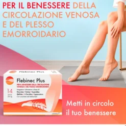 Alfasigma Flebinec Plus - Integratore per il microcircolo e la circolazione venosa, 14 bustine