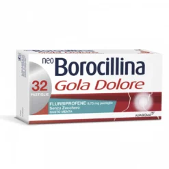 Alfasigma Neoborocillina Gola Dolore Pastiglie Flurbiprofene Senza Zucchero Gusto Menta Azione Rapida, 32 Pastiglie