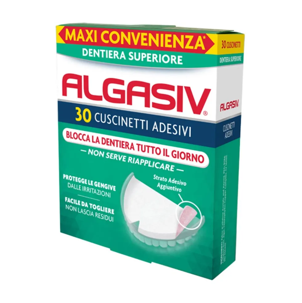 Algasiv Adesivo Per Protesi Dentaria Superiore, 30 Adesivi