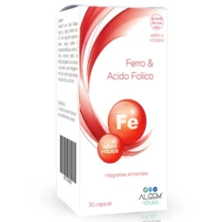Algem Natura Ferro e Acido Folico - Integratore alimentare ferro contro la stanchezza, 30 capsule