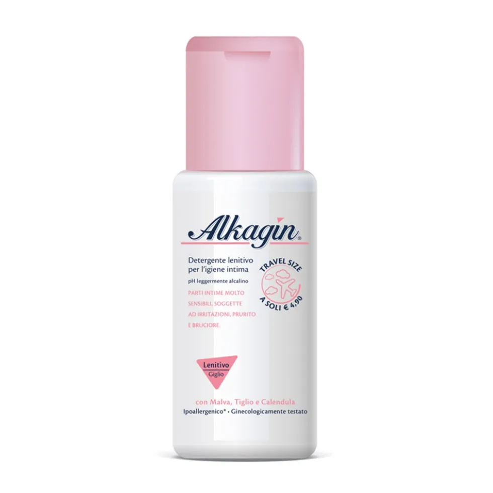 Alkagin Detergente Intimo Lenitivo a pH Leggermente Alcalino Travel Size, 100ml
