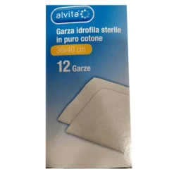 Alvita Garza Idrofila Sterile In Puro Cotone 36 x 40 cm 12 Pezzi