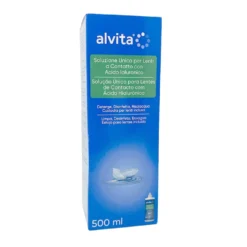 Alvita Soluzione Unica per Lenti a Contatto con Acido Ialuronico, 500ml