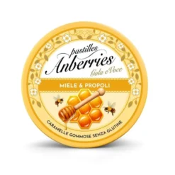 Anberries Gola e Voce - Pastiglie gommose lenitive al miele e propoli per la gola, 50 g
