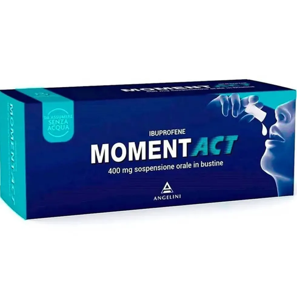 Angelini Momentact 400 mg - Sospensione orale per il mal di testa e i dolori, 8 bustine