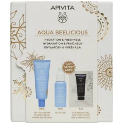 Apivita Aqua Beelicious - Cofanetto regalo per l'idratazione e detersione del viso, 3 pezzi
