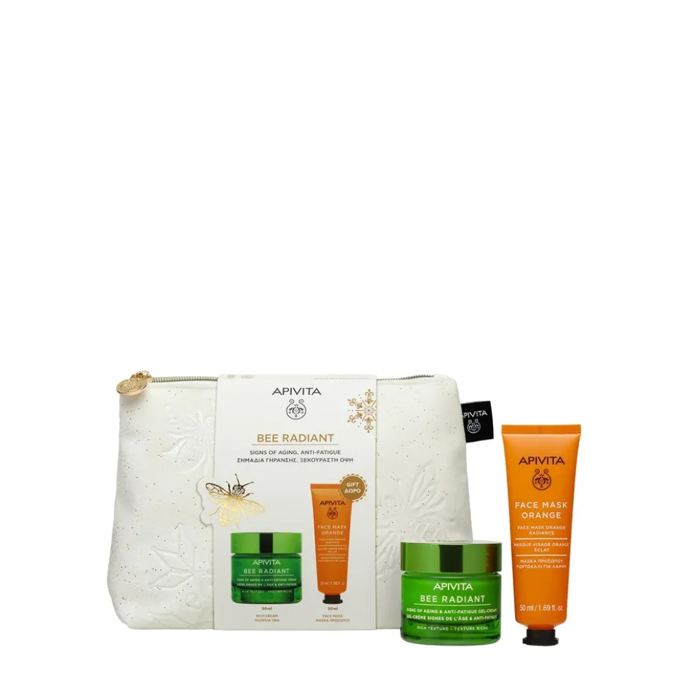 Apivita Bee Radiant - Cofanetto viso anti-età e illuminante, 2 prodotti da 50 ml
