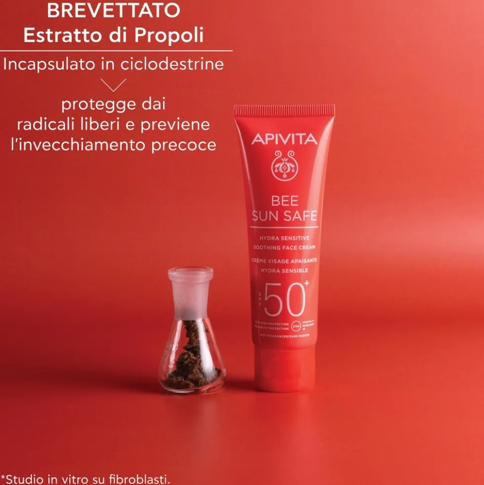 Apivita Bee Sun Safe - Hydra Sensitive Crema Viso Lenitiva SPF50+, 50ml