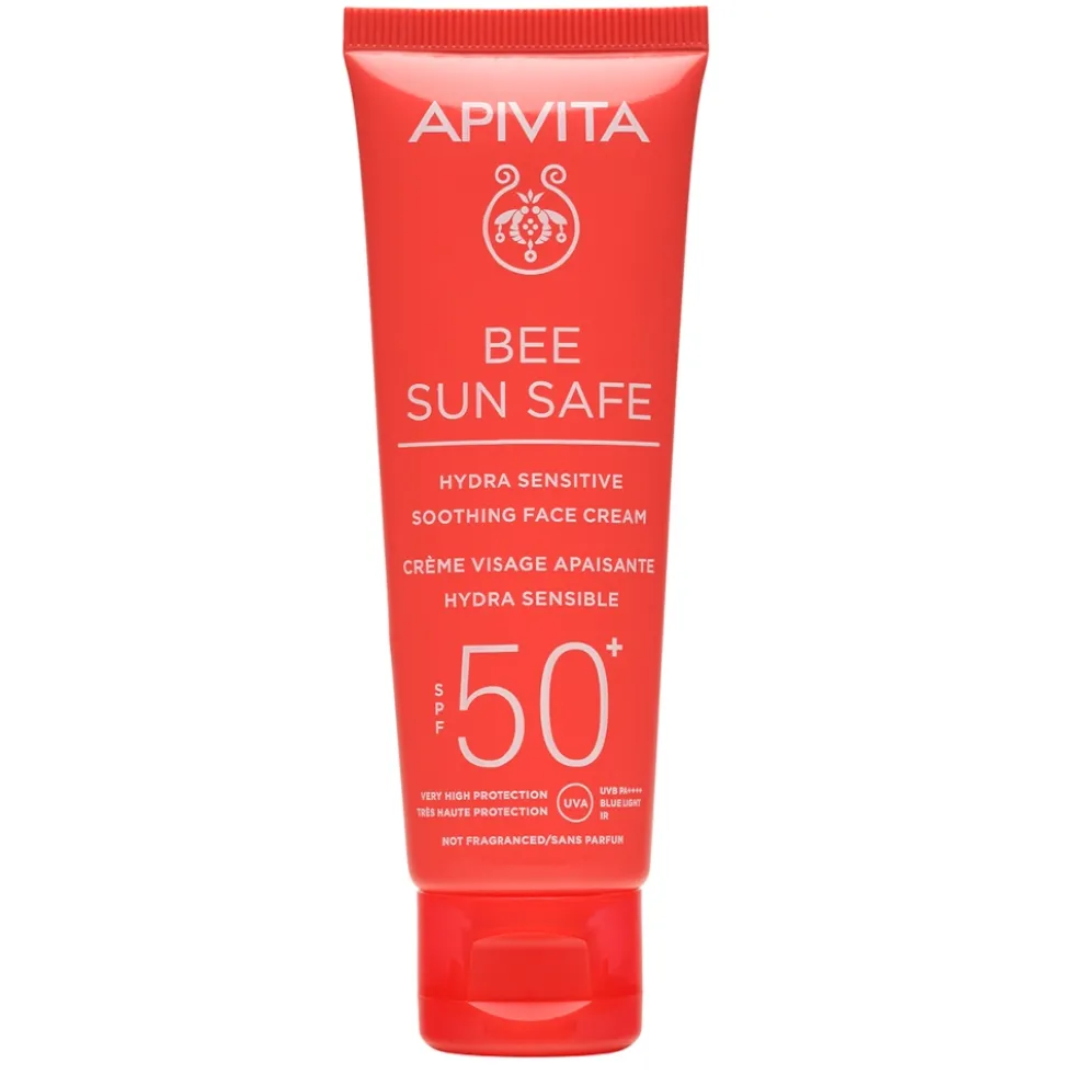 Apivita Bee Sun Safe - Hydra Sensitive Crema Viso Lenitiva SPF50+, 50ml