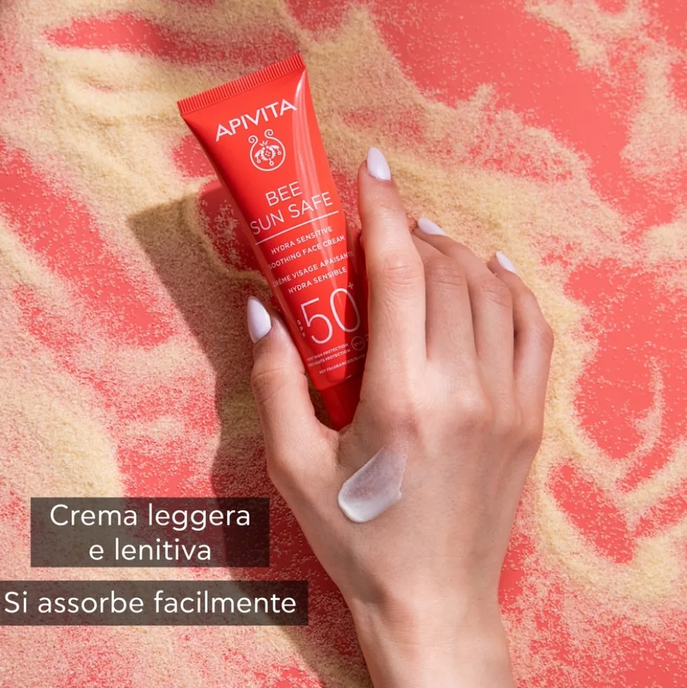 Apivita Bee Sun Safe - Hydra Sensitive Crema Viso Lenitiva SPF50+, 50ml