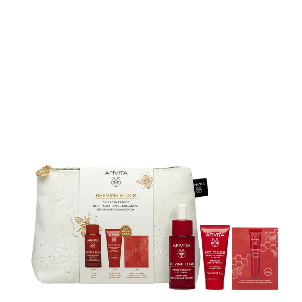 Apivita Cofanetto Regalo Beevine Elixir con Siero Anti-Rughe 30ml + Mini Crema Light Anti-Rughe 15ml + Mini Crema Contorno Occhi Rassodante Liftante 1,5ml