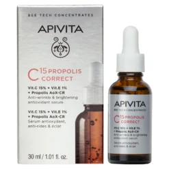 Apivita C15 Propolis Correct - Siero viso alla vitamina C contro le rughe e le macchie, 30 ml
