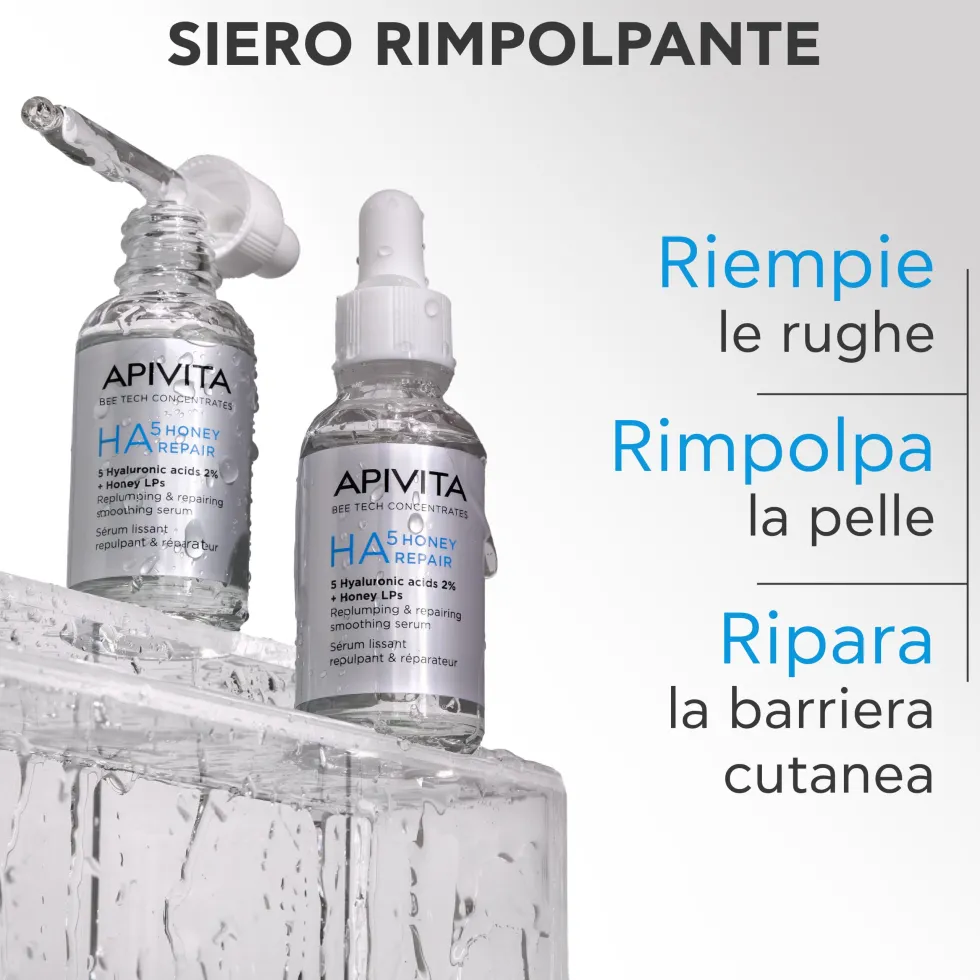 Apivita HA5 Honey Repair - Siero viso idratante e rimpolpante per le rughe, 30 ml
